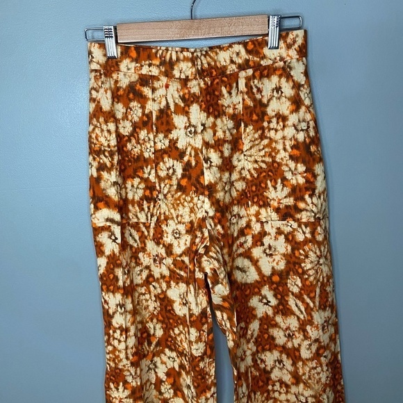 ZARA Printed Linen Geometric Floral Tie Dye Floral Pants - Picture 6 of 14
